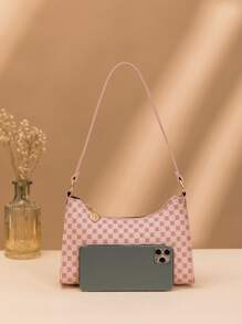 Geometric Pattern Zipper Bag - Pink - View 3