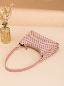 Geometric Pattern Zipper Bag - Pink - View 5