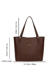 字母圖案單肩托特包 - 棕色 - 查看 3