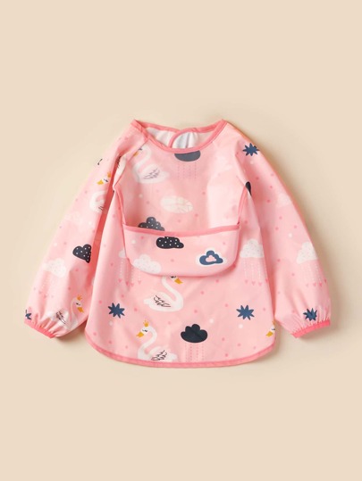 Baby Cartoon Swan Pattern Sleeved Bib