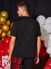 Manfinity Men Christmas Letter Graphic Tee - Black - View 2