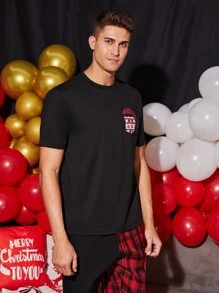 Manfinity Men Christmas Letter Graphic Tee - Black - View 4