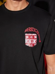 Manfinity Men Christmas Letter Graphic Tee - Black - View 6