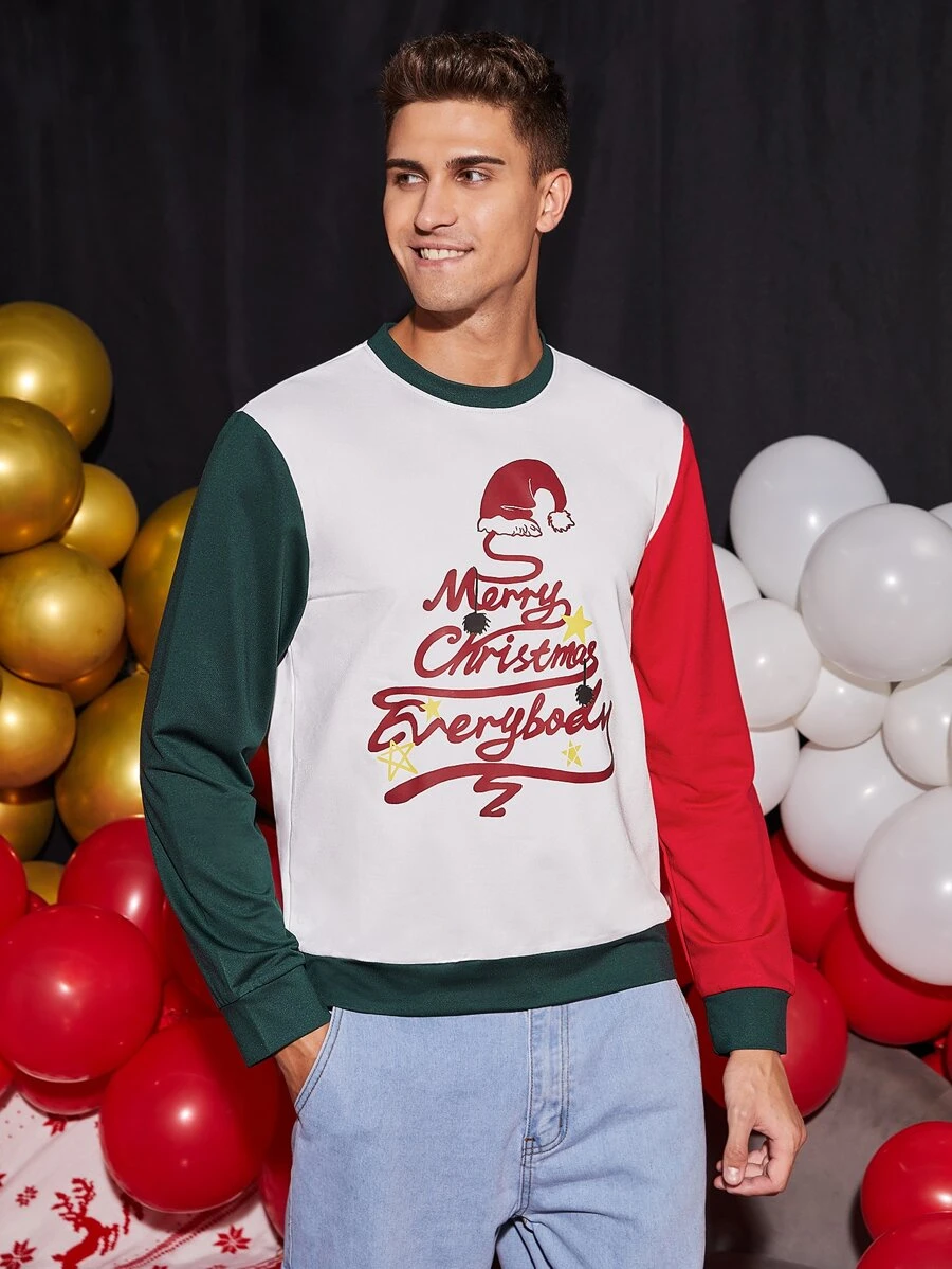 Manfinity Hombres Sudadera con estampado de Navidad de color combinado - Multicolor - Ver 1