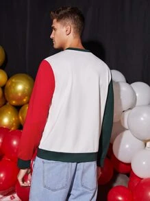 Manfinity Hombres Sudadera con estampado de Navidad de color combinado - Multicolor - Ver 2