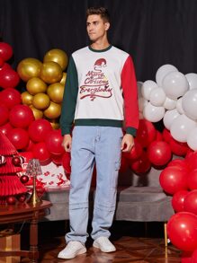 Manfinity Hombres Sudadera con estampado de Navidad de color combinado - Multicolor - Ver 3