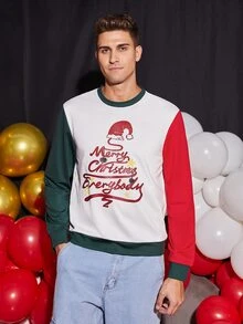 Manfinity Hombres Sudadera con estampado de Navidad de color combinado - Multicolor - Ver 4