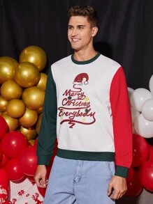 Manfinity Hombres Sudadera con estampado de Navidad de color combinado - Multicolor - Ver 5