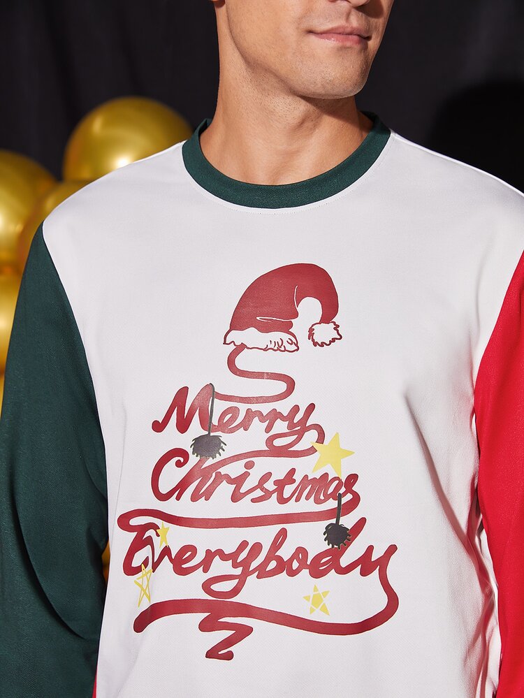 Manfinity Hombres Sudadera con estampado de Navidad de color combinado - Multicolor - Añade 6