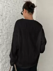 DAZY Chất rắn Áo thun Thả vai - màu đen - Xem 2