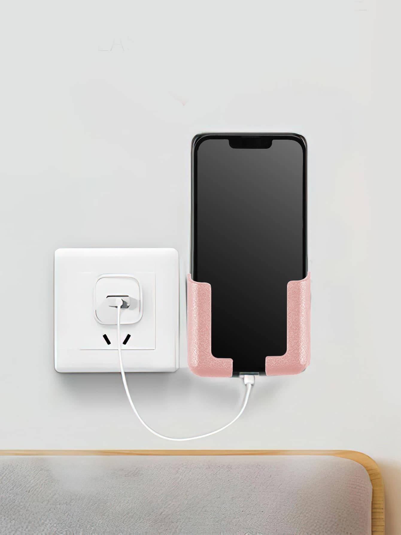 Paste Wall-mount Phone Holder - Pink - View 1