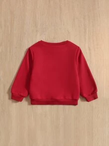 SHEIN Baby Letter Graphic Thermal Lined Sweatshirt - Red - View 2