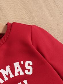 SHEIN Baby Letter Graphic Thermal Lined Sweatshirt - Red - View 4