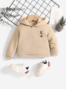 SHEIN Baby Boy Playing Card Print Sweatshirt - Khaki - View 1