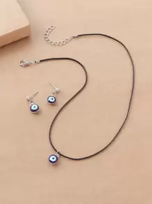 Vòng cổ và hoa tai thả hình mắt ác - Nhiều màu - Xem 1