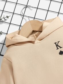 SHEIN Baby Boy Playing Card Print Sweatshirt - Khaki - View 3