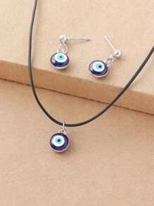 Vòng cổ và hoa tai thả hình mắt ác - Nhiều màu - Xem 3