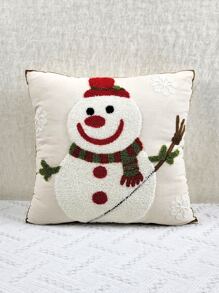 1入組聖誕雪人刺繡靠墊套不附帶墊芯 - 彩色 - 查看 7