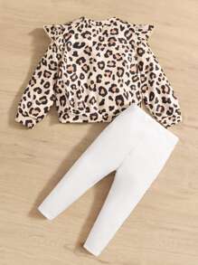 嬰兒豹紋印花荷葉邊T恤和緊身褲 - 彩色 - 查看 2