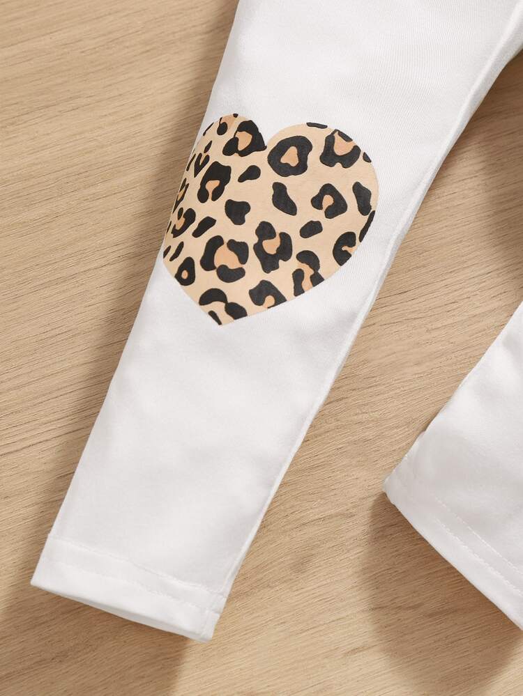 SHEIN neonato Maglietta e Leggings con stampa leopardo con bordo a volant - Multicolore - Visualizzare 4