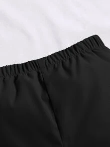 SHEIN Baby Boy Letter Patched Detail Flap Pocket Pants - Black - View 3