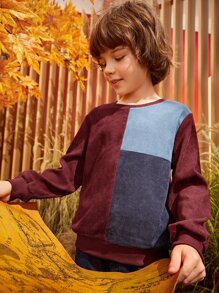 SHEIN Niños Pullover de cuello redondo de color combinado - Multicolor - Ver 1