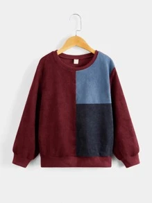 SHEIN Niños Pullover de cuello redondo de color combinado - Multicolor - Ver 3