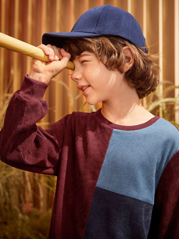 SHEIN Boys Round Neck Colorblock Pullover - Multicolor - View 6