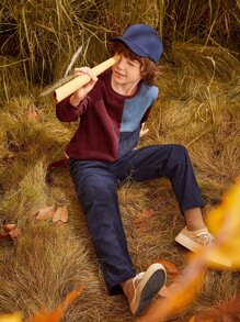 SHEIN Niños Pullover de cuello redondo de color combinado - Multicolor - Ver 10