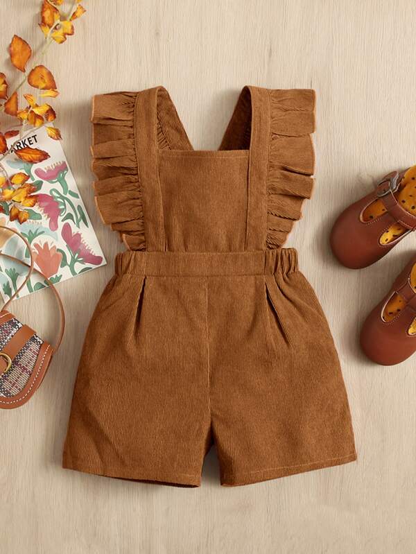 SHEIN Romper Für Baby Mädchen Mit Rüschen Besetztem Quadrat-ausschnitt Und Gekreuztem Rücken