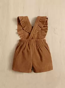 SHEIN 寶寶女孩荷葉邊方領交叉背心連體褲