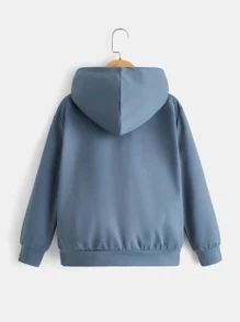 SHEIN 青少年男孩熊印花卫衣 - 藏蓝色 - 查看 2