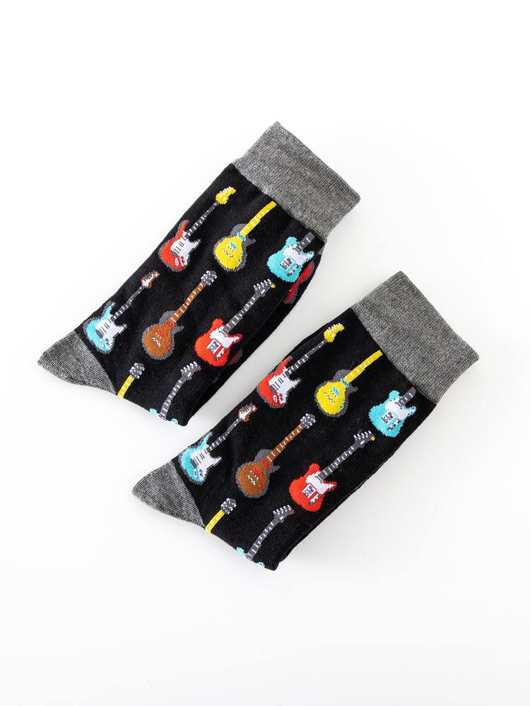 Musical Instrument Pattern Crew Socks - Multicolor - View 4