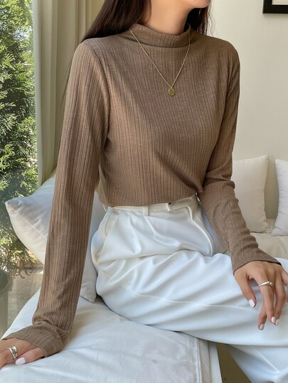 DAZY 小高領條紋針織T恤