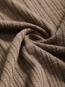 DAZY 小高領條紋針織T恤 - 卡其色 - 查看 6