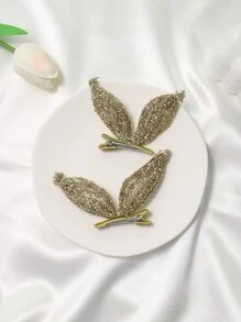 Niñas 2 piezas Pinza de pelo de cocodrilo con oreja de conejo - Amarillo - Ver 1