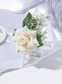 1pc Romantic Mori Style Rose Flower Corsage, Perfect For Wedding Decoration Valentine's Day Valentines