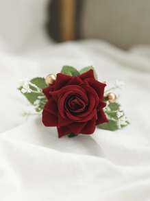 1 bông hoa hồng lãng mạn kết hợp với hoa baby's breath giả màu xanh lá cây, thích hợp cho chú rể, cô dâu, đám cưới, lễ đính hôn, dạ hội, trang trí tiệc, phụ kiện ngày Valentine. - Nhiều màu - Xem 3