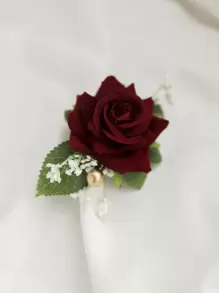 1 bông hoa hồng lãng mạn kết hợp với hoa baby's breath giả màu xanh lá cây, thích hợp cho chú rể, cô dâu, đám cưới, lễ đính hôn, dạ hội, trang trí tiệc, phụ kiện ngày Valentine. - Nhiều màu - Xem 4