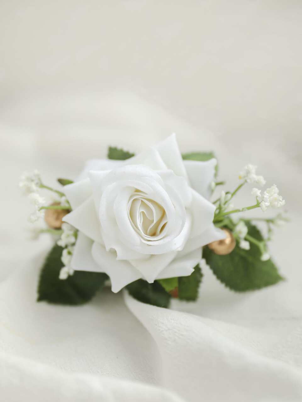 1pc/6pcs Romantic Rose Flower With Gypsophila Artificial Green Plant, Suitable For Groom, Bride, Wedding Decoration, Banquet, Party, Events