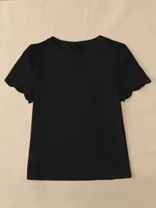 EMERY ROSE Camiseta con bordado con ojal de manga farol - Negro - Ver 6