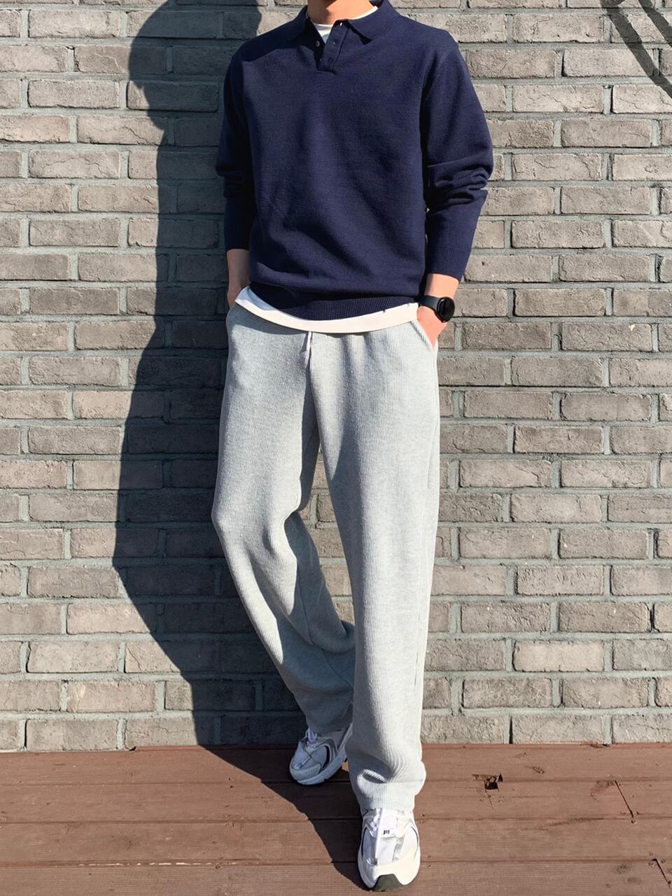 Men Solid Polo Neck Fall Sweater
