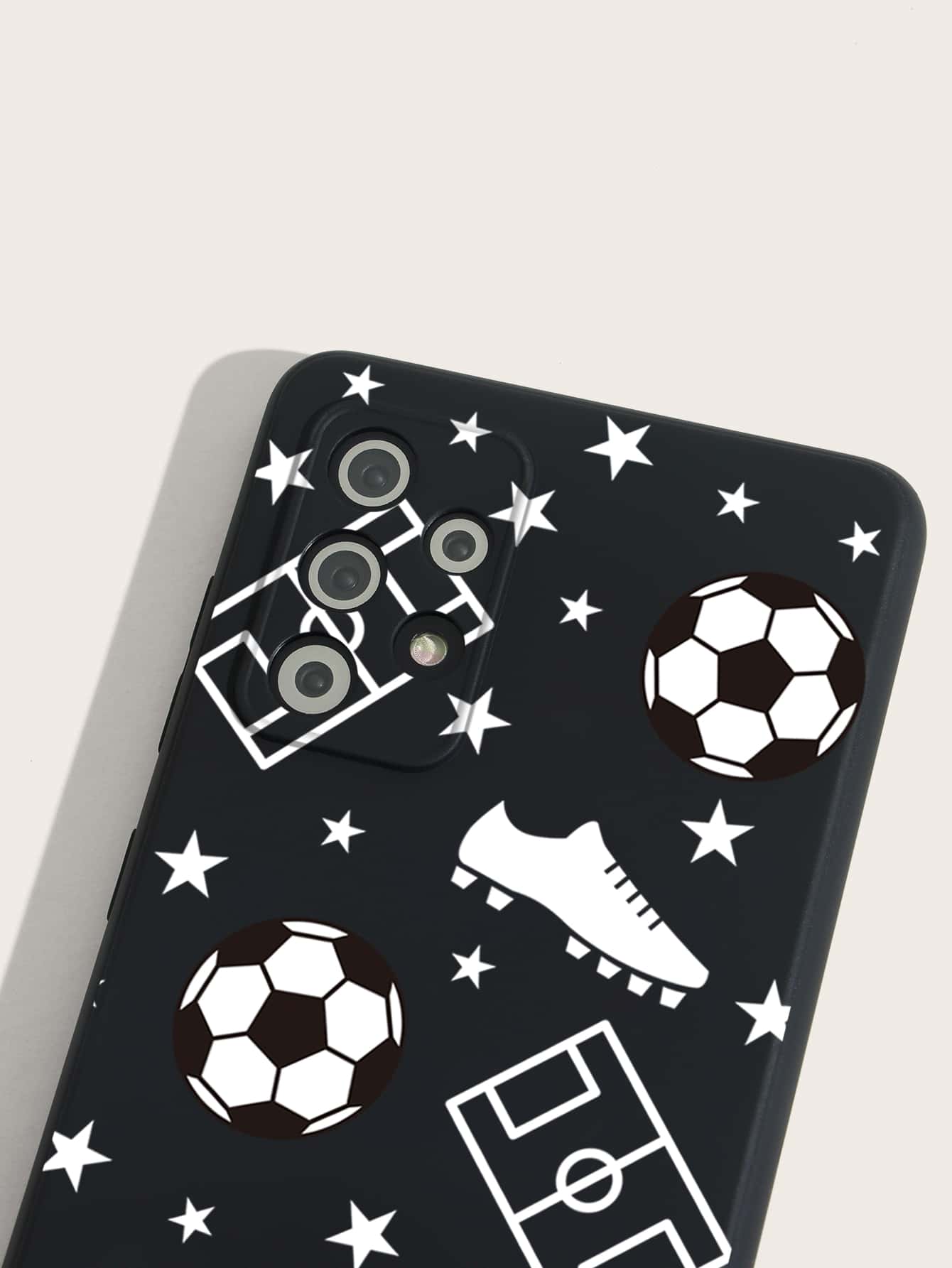 FootballSoccer Print Phone Case - Black and White - View 5
