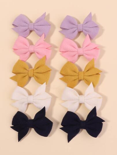 10入組小女童蝴蝶結裝飾鴨嘴夾