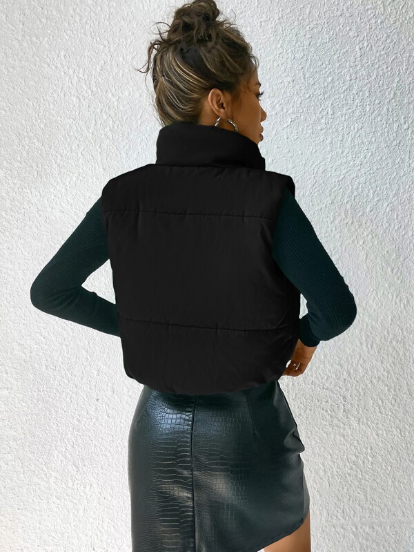 SHEIN Essnce Drawstring Hem Puffer Vest Coat SHEIN USA