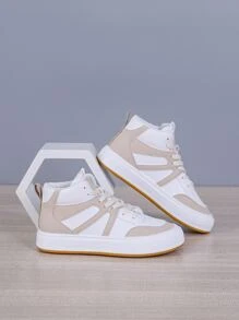 Two Tone High Top Lace-up Front Skate Shoes - Multicolor - View 3