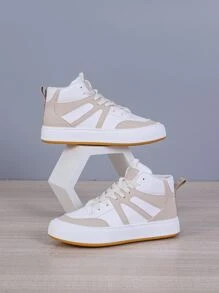 Two Tone High Top Lace-up Front Skate Shoes - Multicolor - View 4