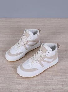 Two Tone High Top Lace-up Front Skate Shoes - Multicolor - View 6