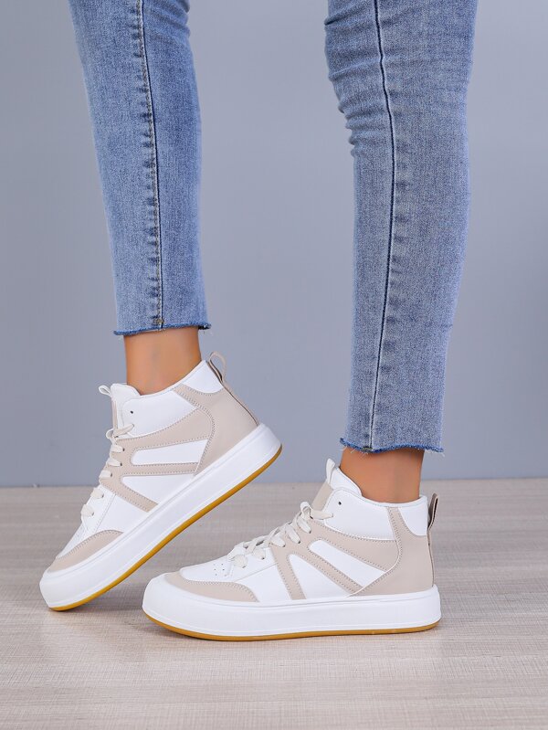 Two Tone High Top Laceup Front Skate Shoes for Sale Australia New Collection Online SHEIN