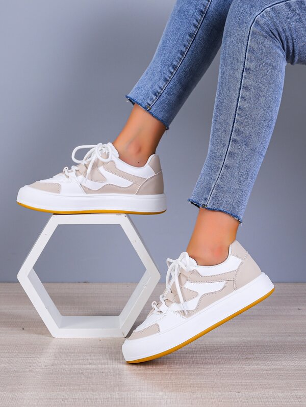 Two Tone Laceup Front Skate Shoes for Sale Australia New Collection Online SHEIN Australia